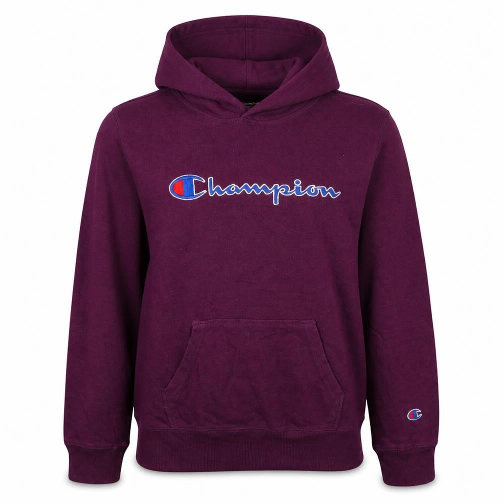 Champion Womens Purple Pullover Hoodie L Logo Athletic Sweatshirt
