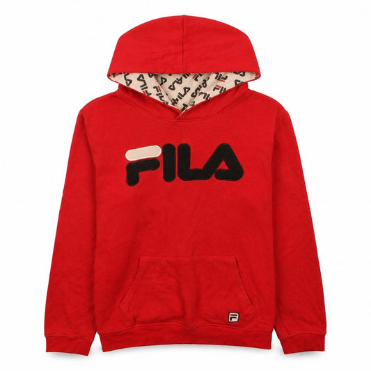 Fila Womens Red Pullover Hoodie XXL Logo Print Cotton Sweatshirt