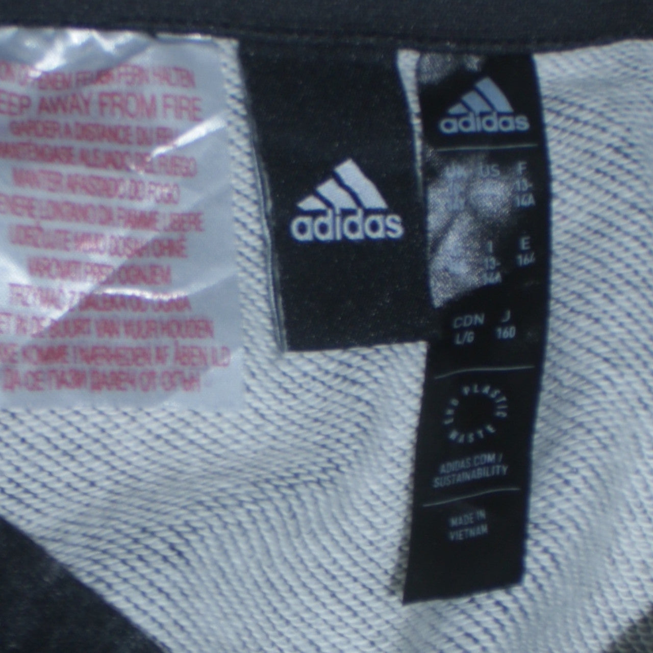 Adidas Boys Black Pullover Hoodie 13-14 Years Regular Fit Fleece Sweatshirt