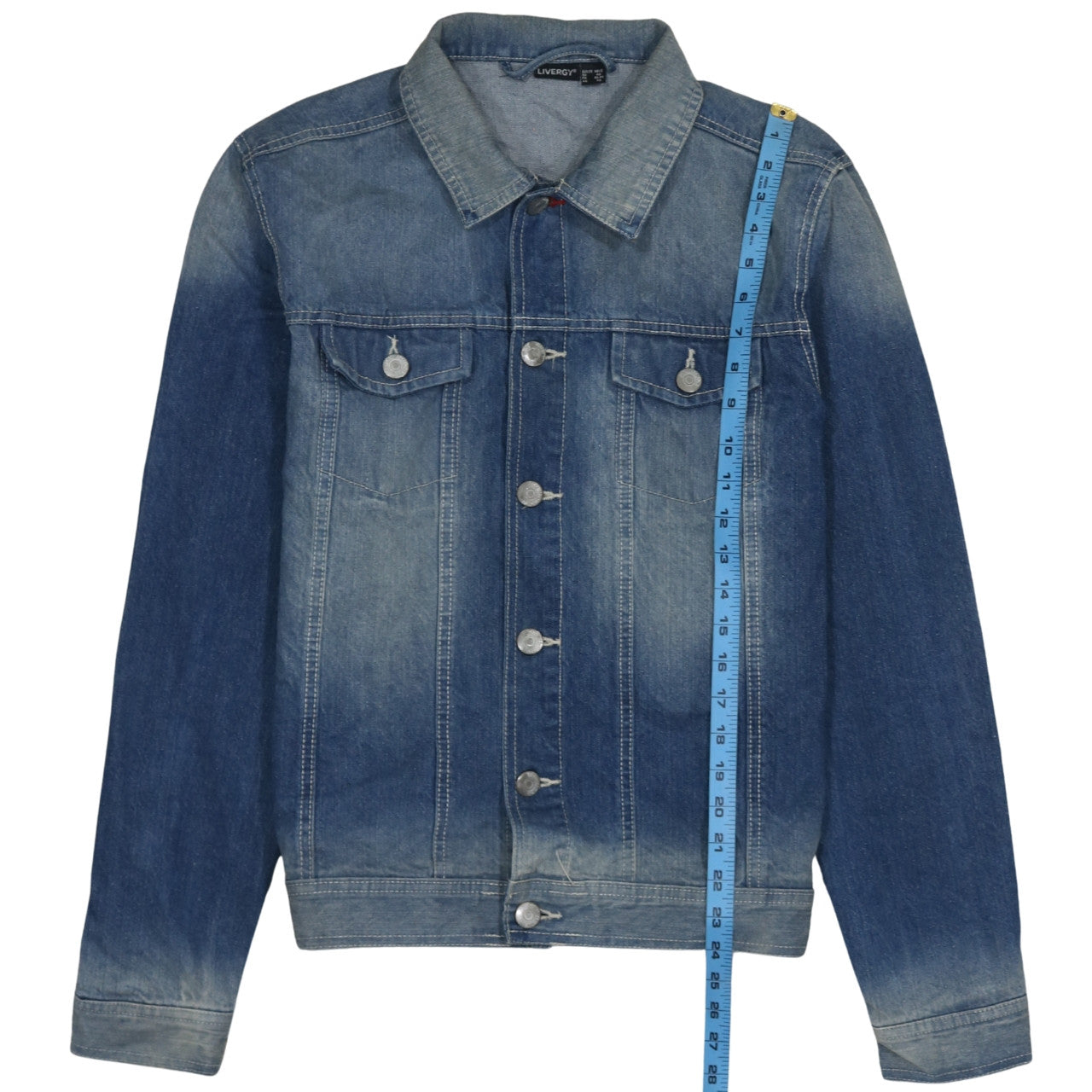 Livergy Men's Blue Denim Basic Jacket Size S 38in Cotton Casual