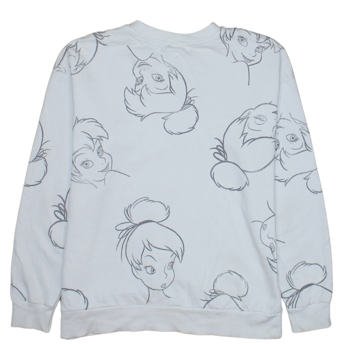 Brand and care label for Disney Classics at George Women’s White Tinker Bell Sweatshirt, size M, 12-14