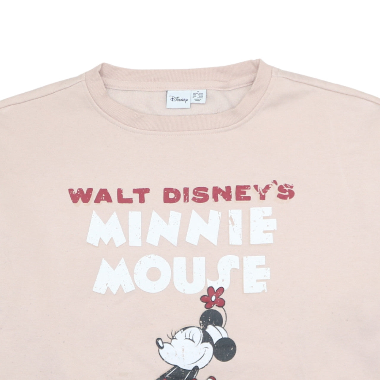 Disney Women Beige Minnie Mouse Pullover Sweatshirt Size M 12/14