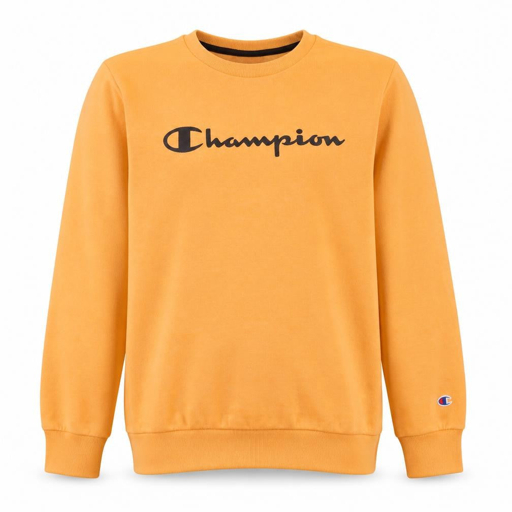 Front view of Champion boys’ orange crew neck pullover sweatshirt 13-14 years