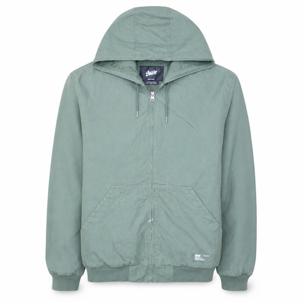 Pull&Bear Men's Green Hooded Windbreaker Jacket Size L