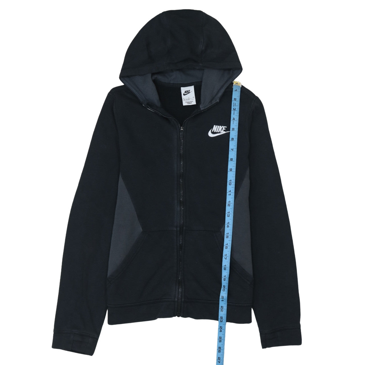 Nike Boys Black XL Full Zip Fleece Hoodie with Logo