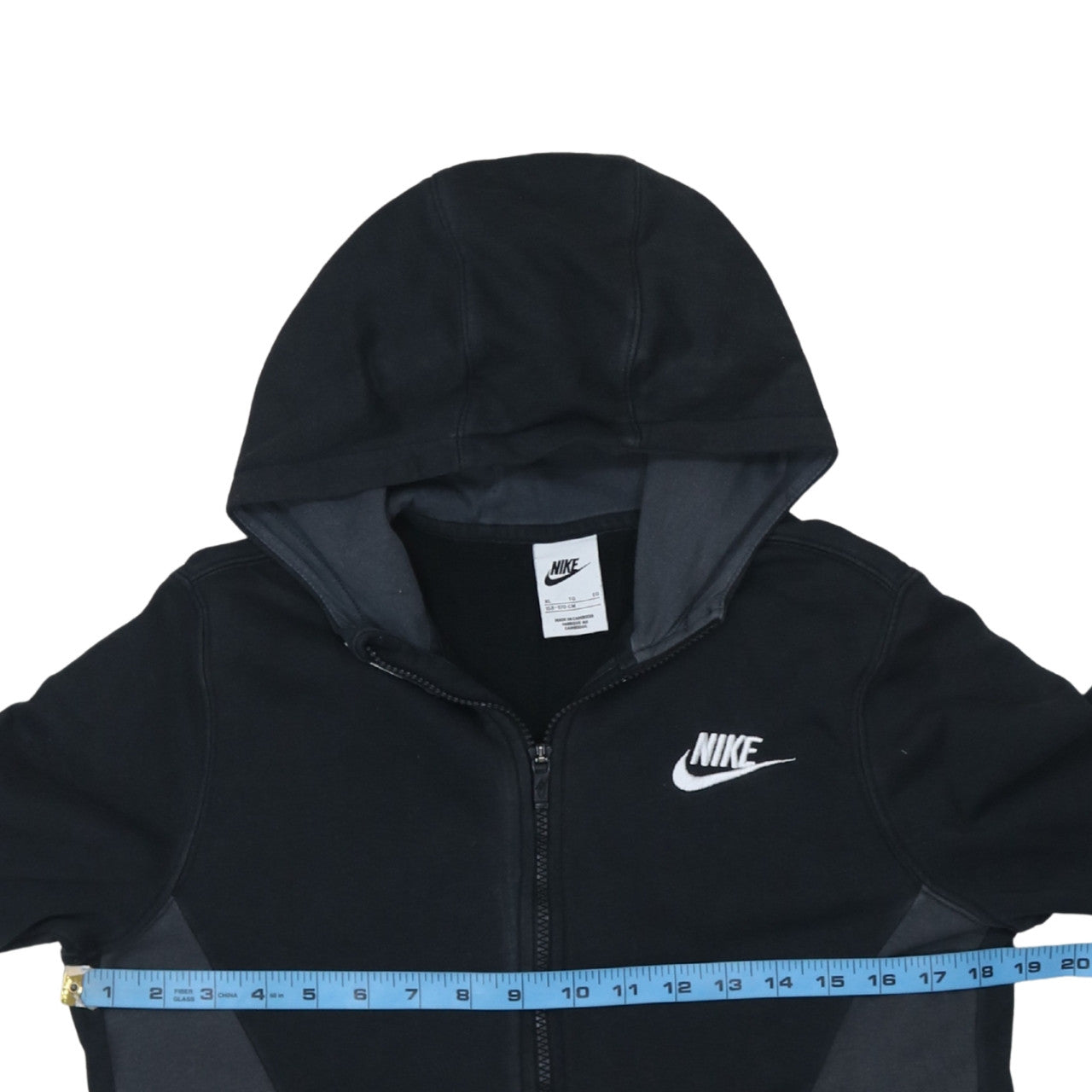 Nike Boys Black XL Full Zip Fleece Hoodie with Logo