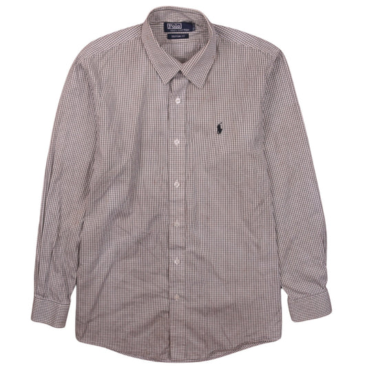 Polo Ralph Lauren Men's Brown Check Cotton Long Sleeve Shirt 15in Slim