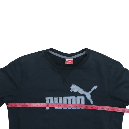Puma Men's Black Medium Crew Neck Embroidered Logo Sweatshirt