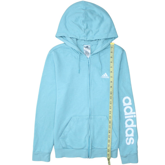Adidas Women Blue Full Zip Hoodie Size S 8-10 Hooded Sweatshirt