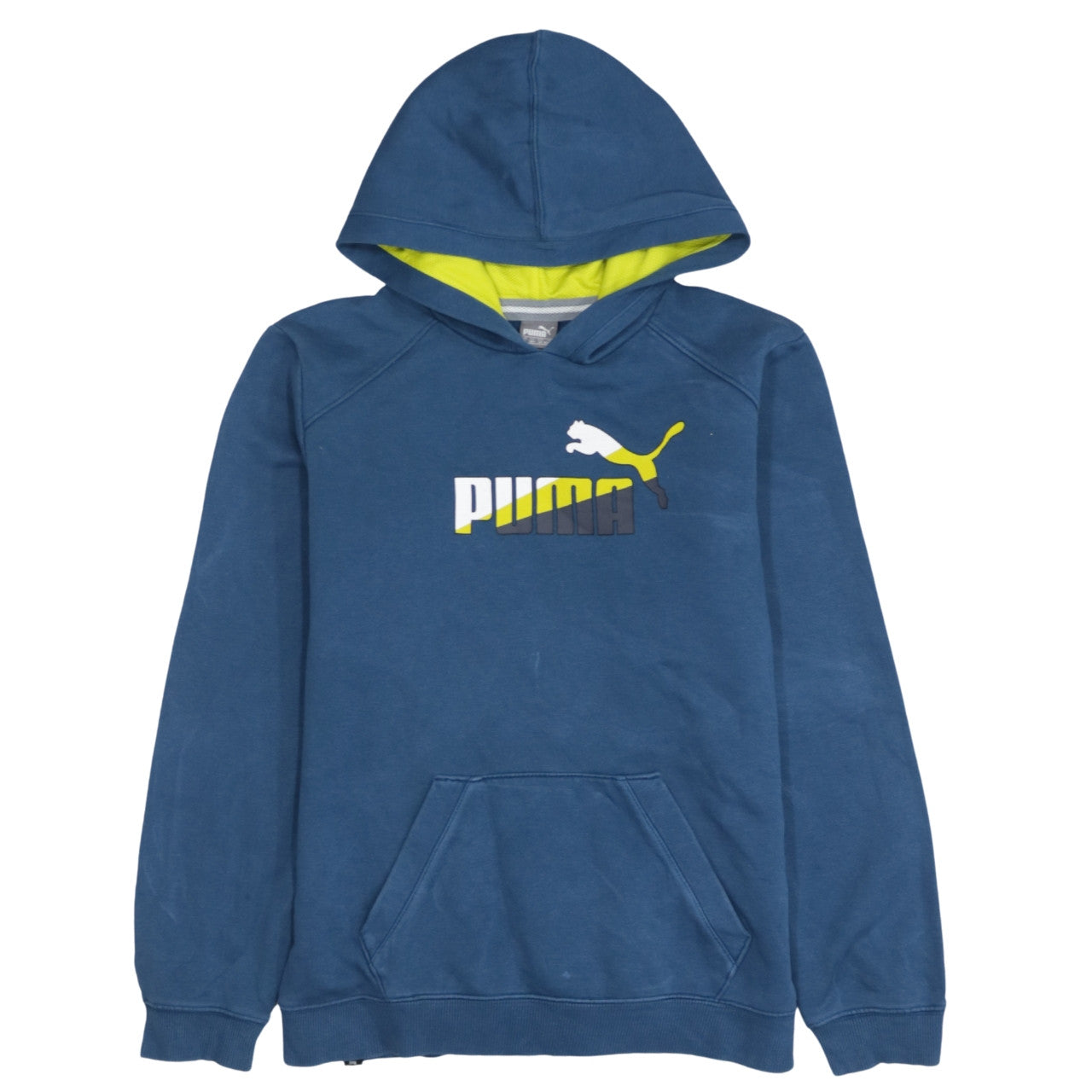 Puma Boys Blue Pullover Hoodie 14 Years Graphic Logo Hooded Sweatshirt