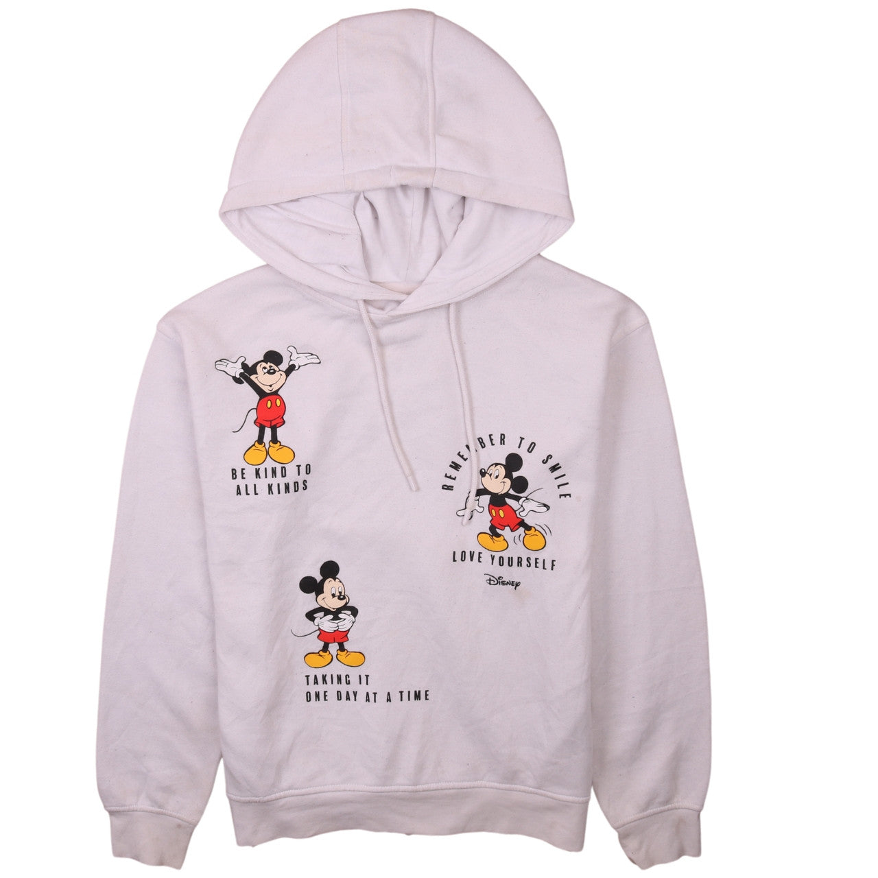 Disney Womens White Mickey Mouse Graphic Pullover Hoodie XS