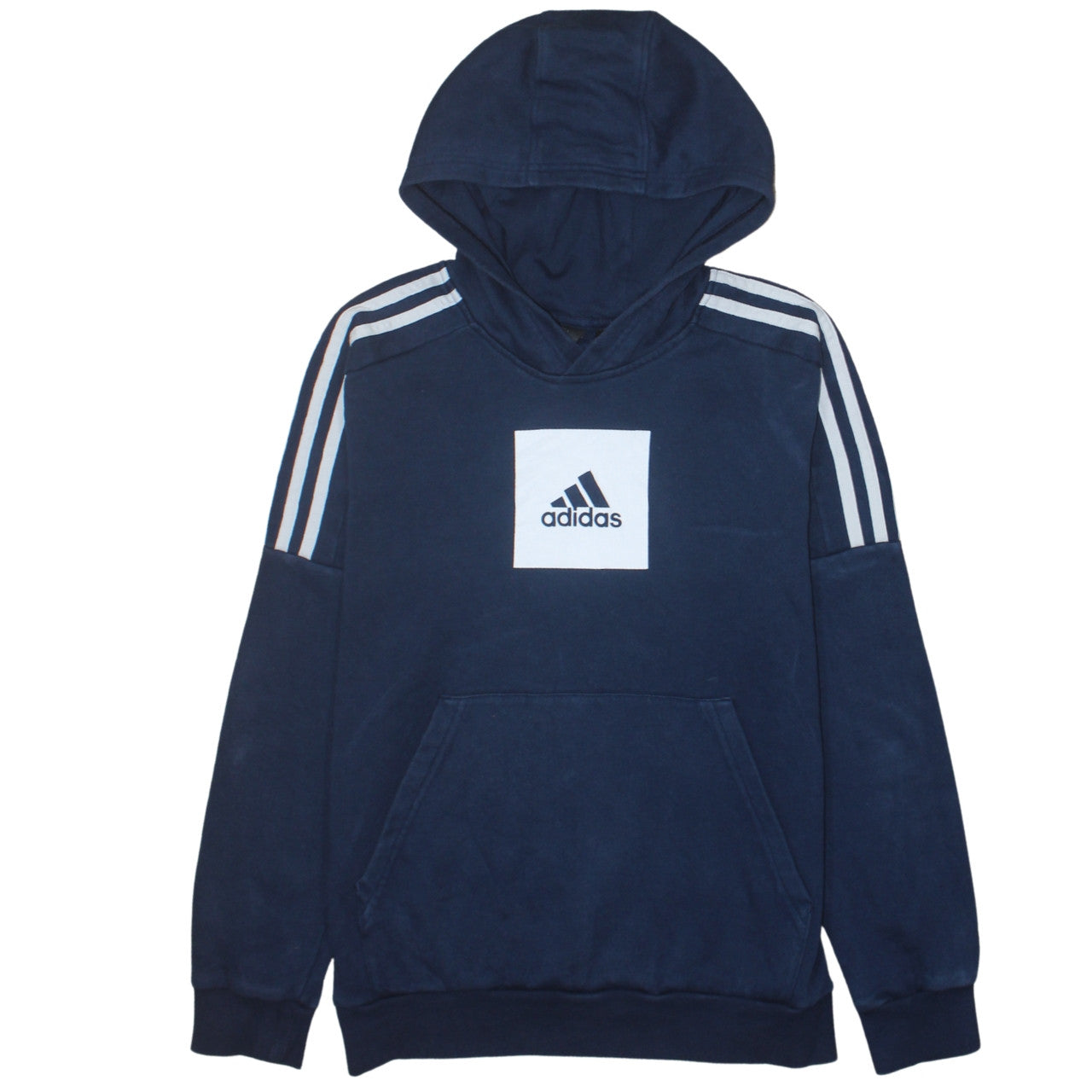 Adidas Boys Navy Blue Pullover Hoodie Sweatshirt Size 14 Years Cotton Blend