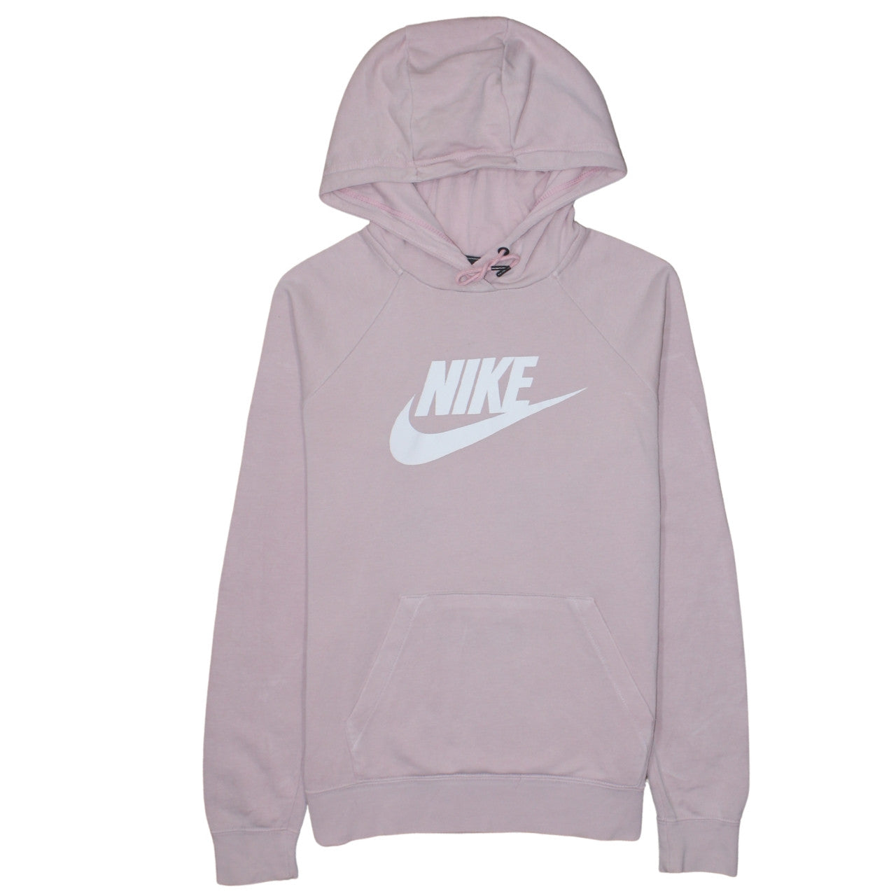 Nike Womens Pink Pullover Hoodie Small Cotton Blend Logo Sweatshirt