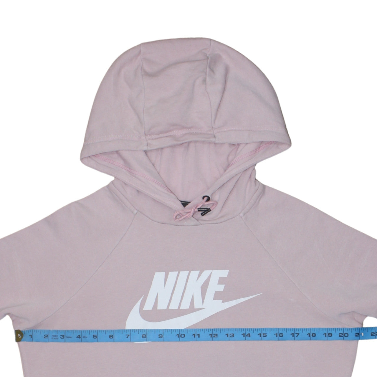 Nike Womens Pink Pullover Hoodie Small Cotton Blend Logo Sweatshirt