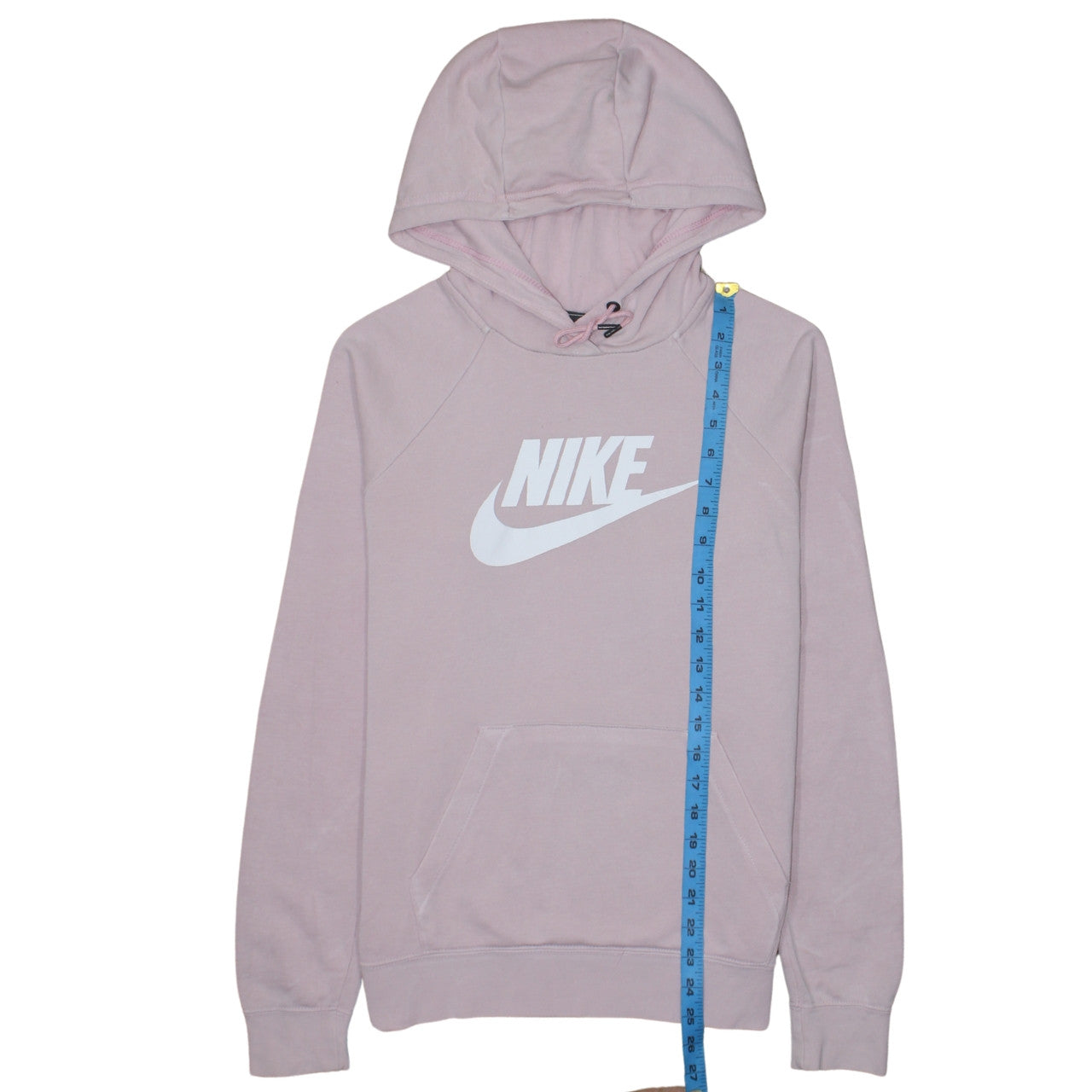 Nike Womens Pink Pullover Hoodie Small Cotton Blend Logo Sweatshirt