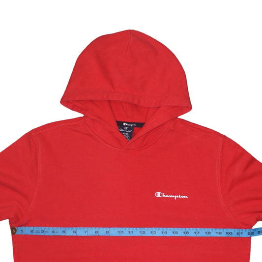 Champion Men's Red Pullover Hoodie Large Logo Sweatshirt