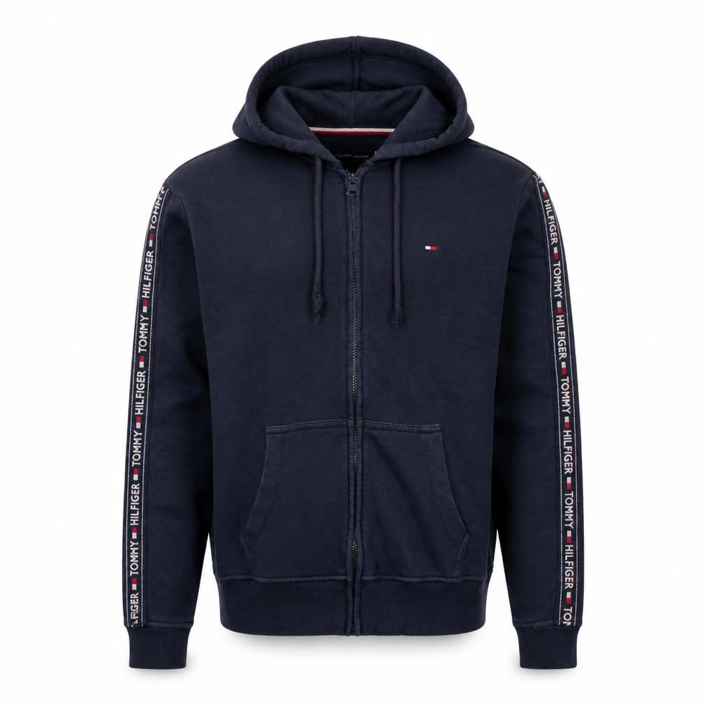 Tommy Hilfiger Men's Blue Full Zip Hoodie Size S Logo Trim