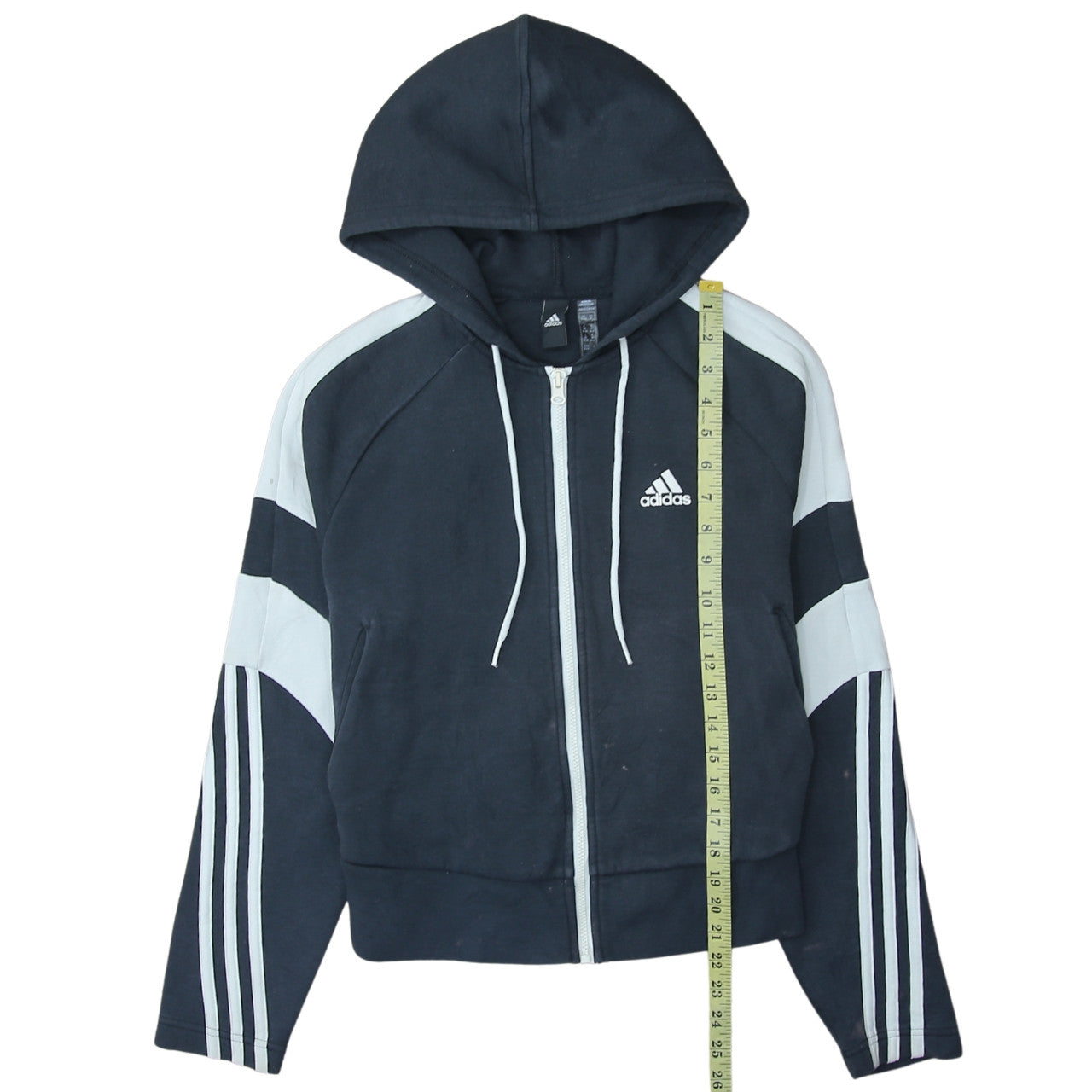 Adidas Womens Black Full Zip Hoodie Size 12 Hooded Sweatshirt