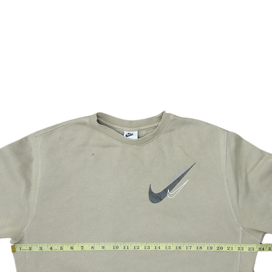Nike Women’s Beige Crew Neck Pullover Sweatshirt M Logo Print