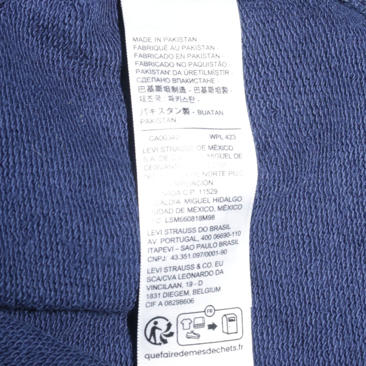 Levi's Men's Blue Full Zip Hoodie Small Classic Cotton Blend