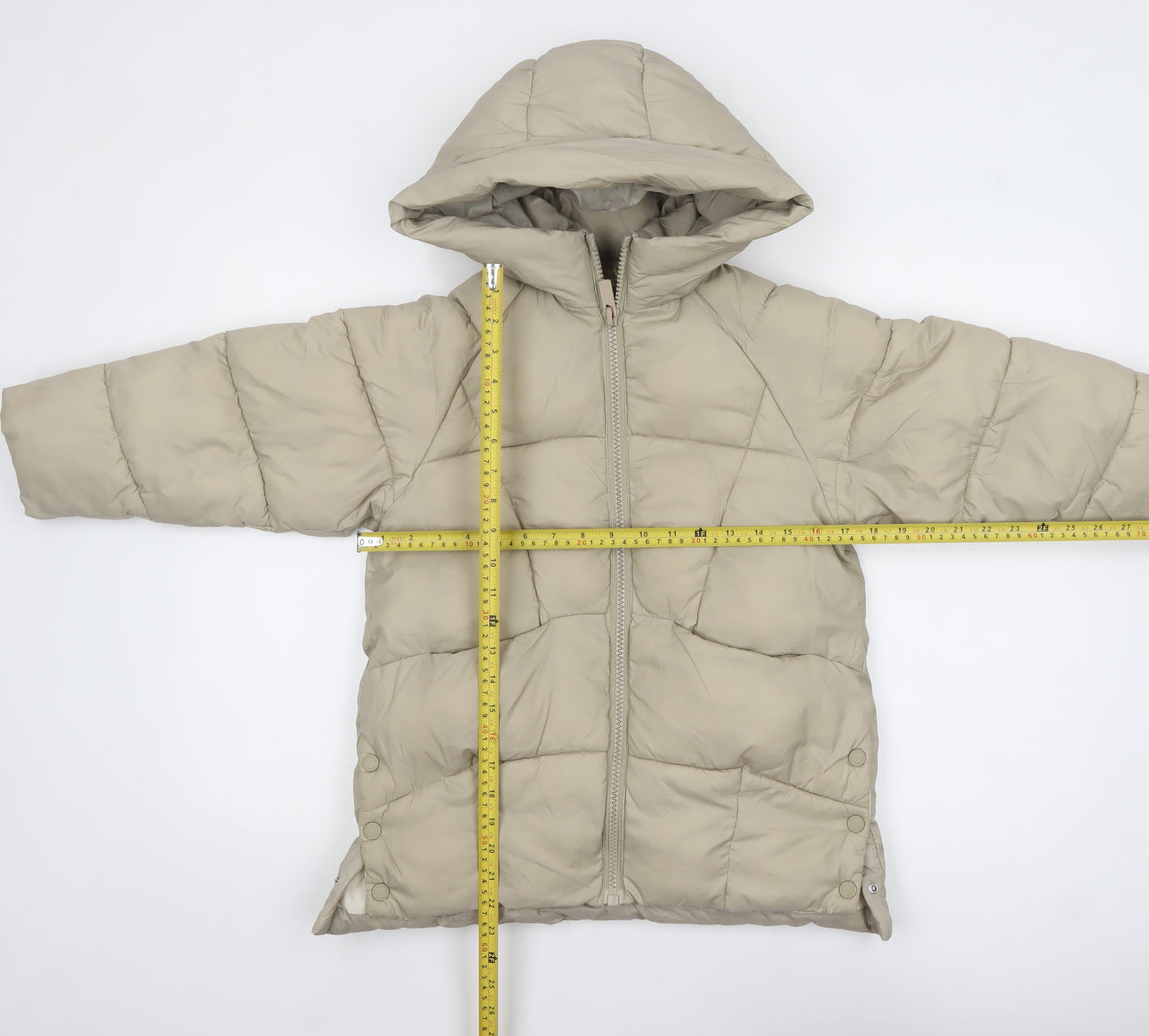 ZARA Girls Beige Hooded Puffer Jacket 8 Years Lined Quilted Winter Coat