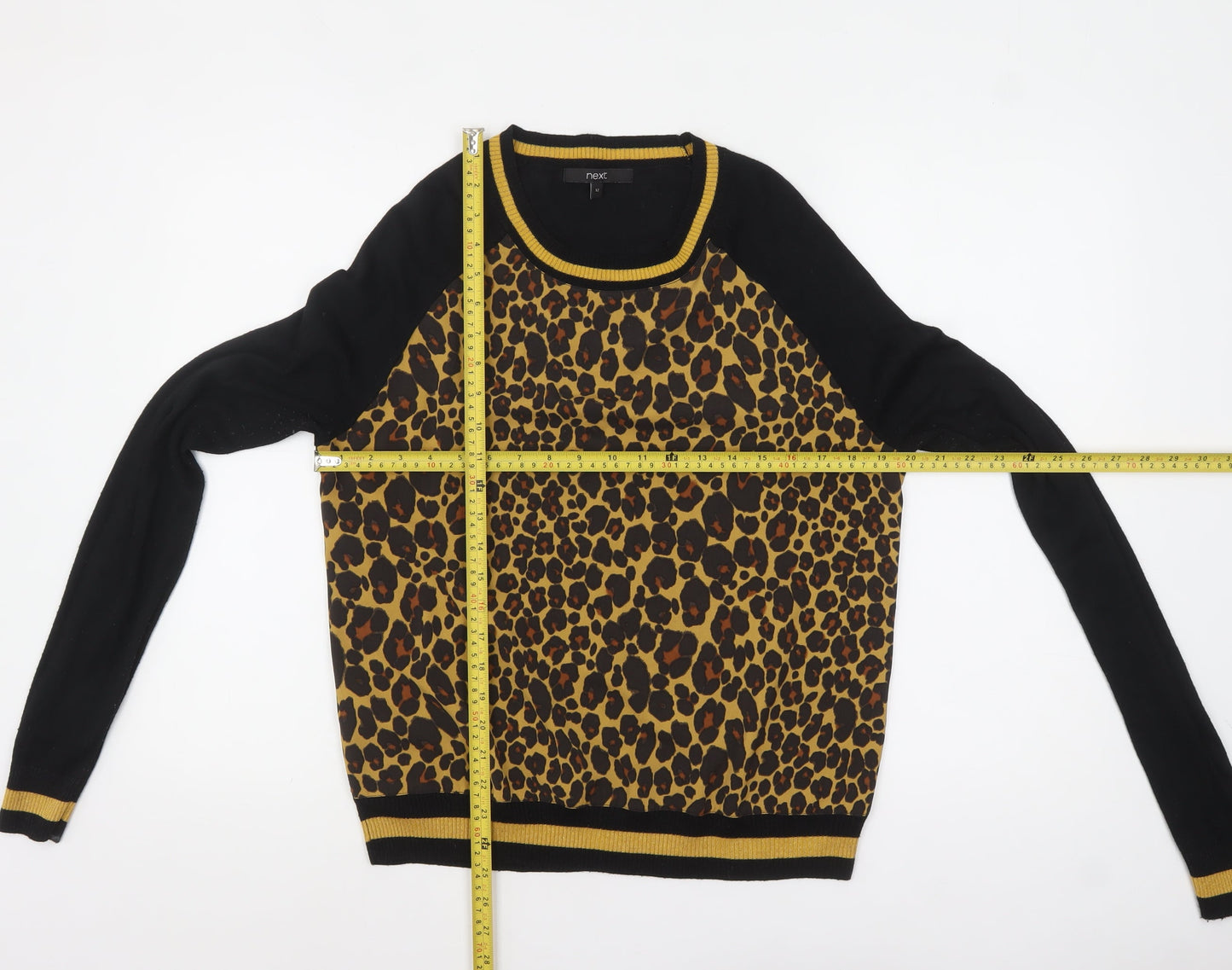 Next Women's Multicoloured Leopard Print Crew Neck Jumper Size 12