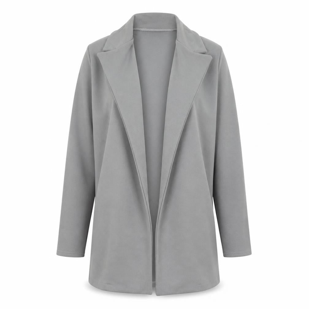 PRETTYLITTLETHING Women Grey Size 8 Open Front Crepe Jacket