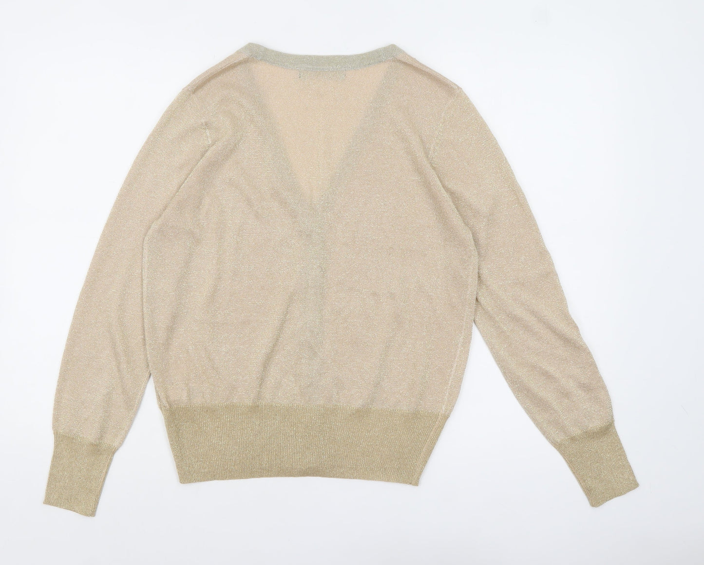 Marks and Spencer Women's Beige V-Neck Button Knit Cardigan M