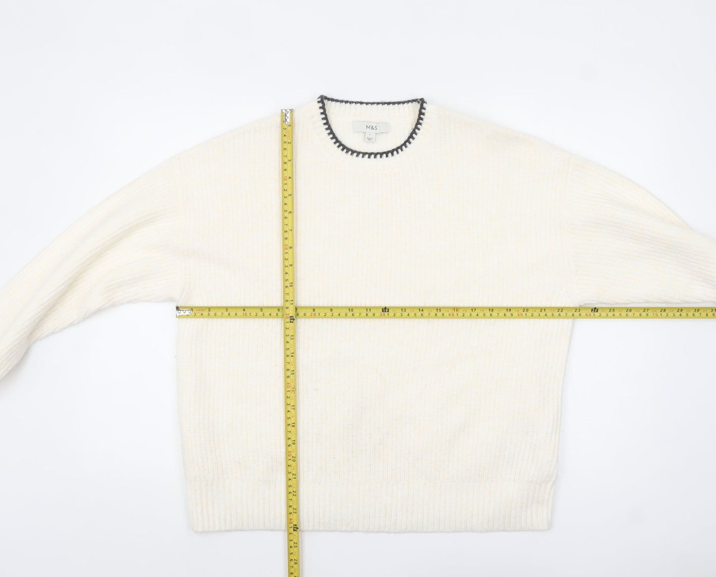 Marks and Spencer Womens Ivory L Crew Neck Knit Jumper