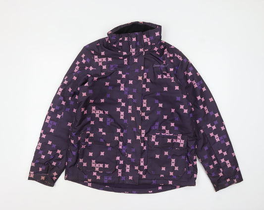 Crivit Girls Purple Geometric Waterproof Ski Jacket 12-14 Years