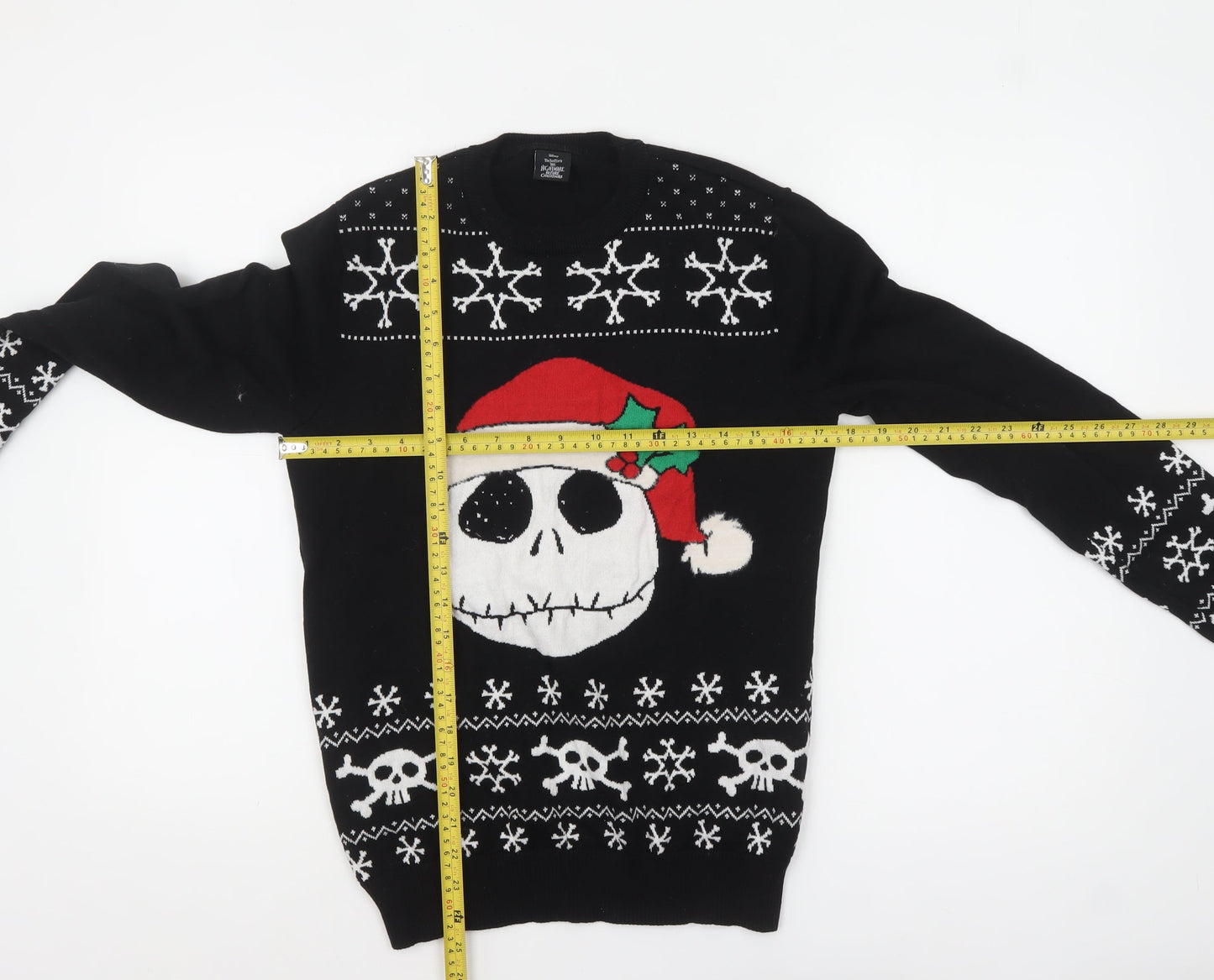 Primark Men's Black Christmas Skull Pullover Jumper Size S
