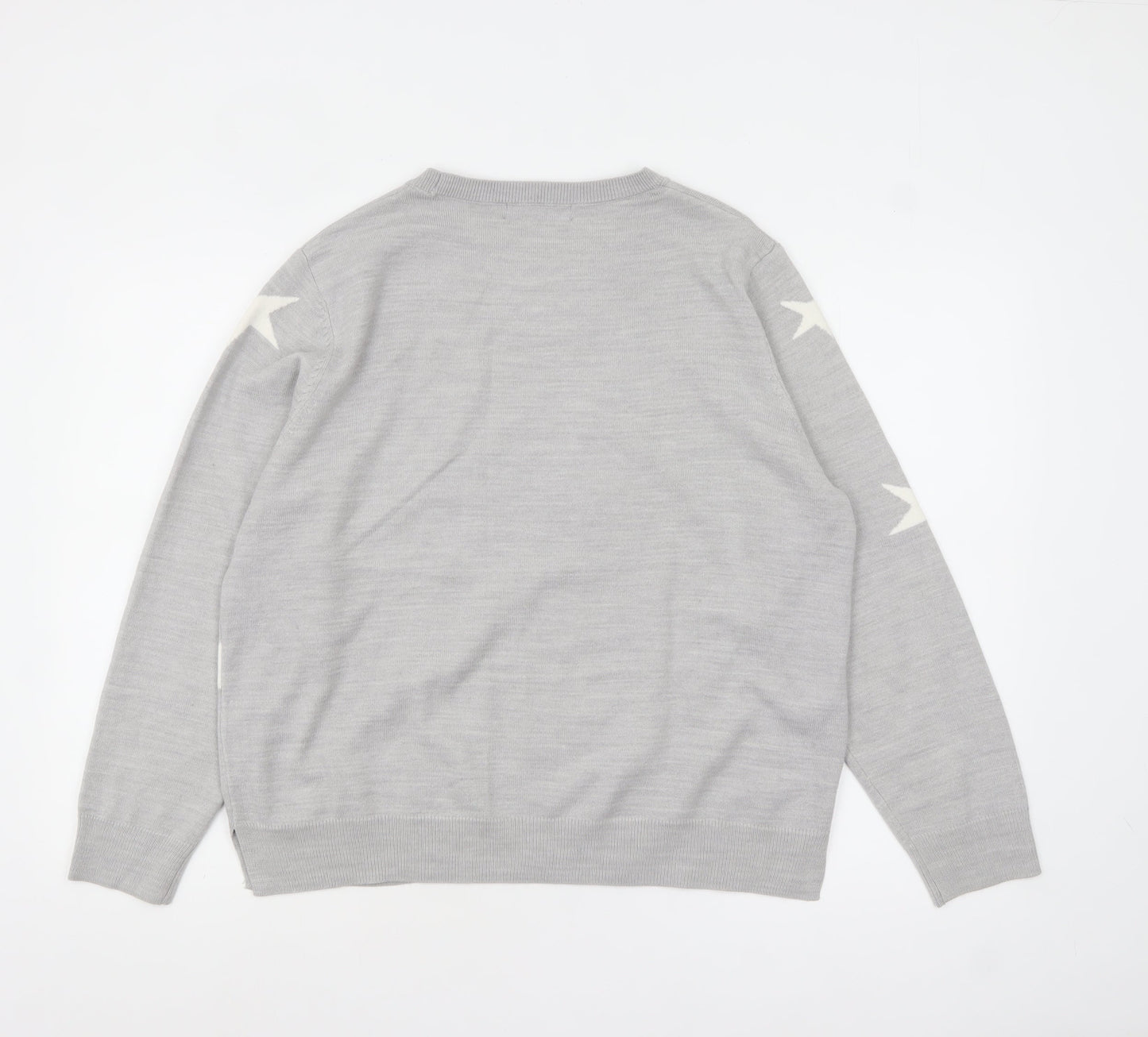 Marks and Spencer Women Grey Star Knit Pullover Jumper Size 18