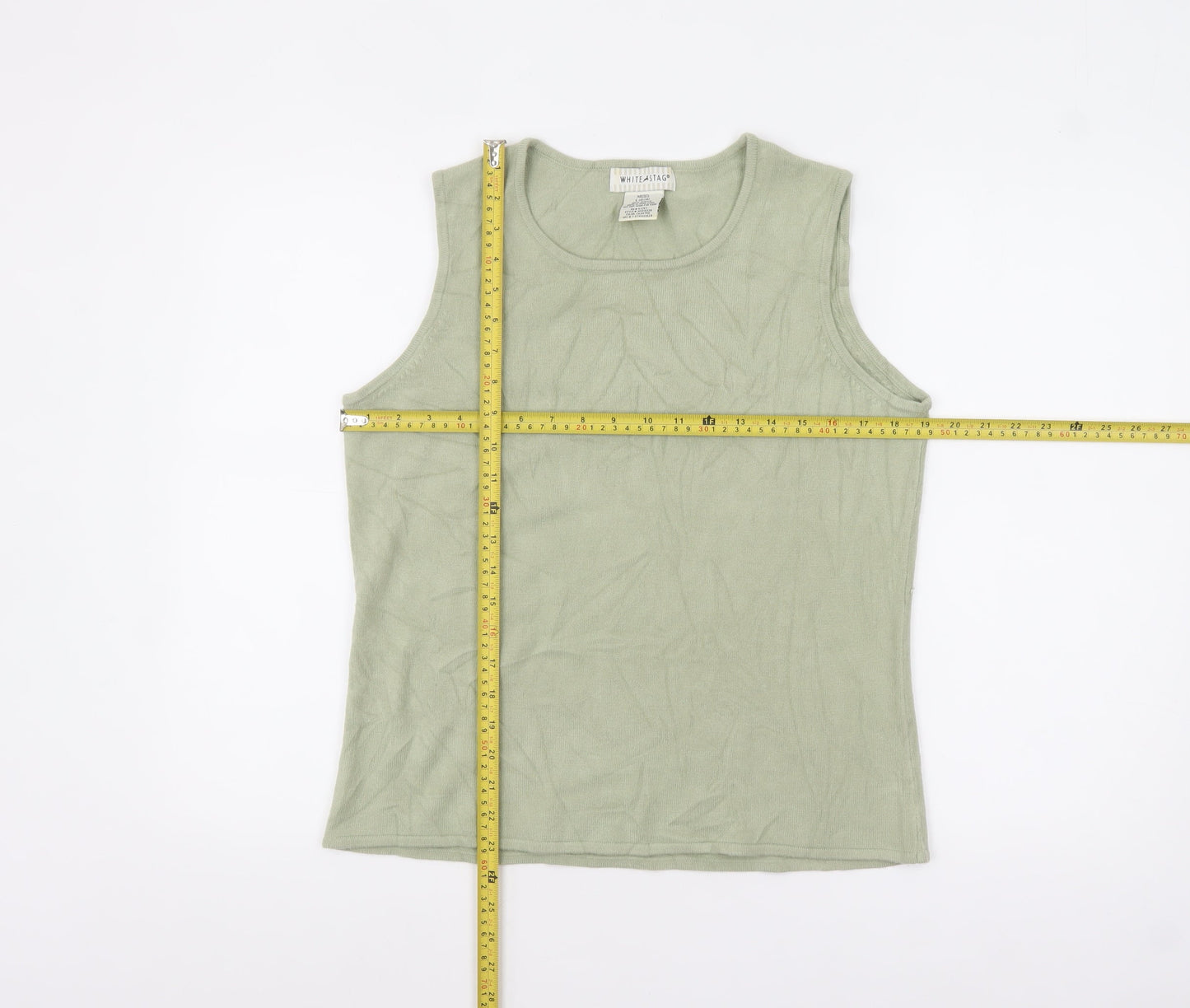 White Stag Women Green Knit Sleeveless Pullover Jumper L