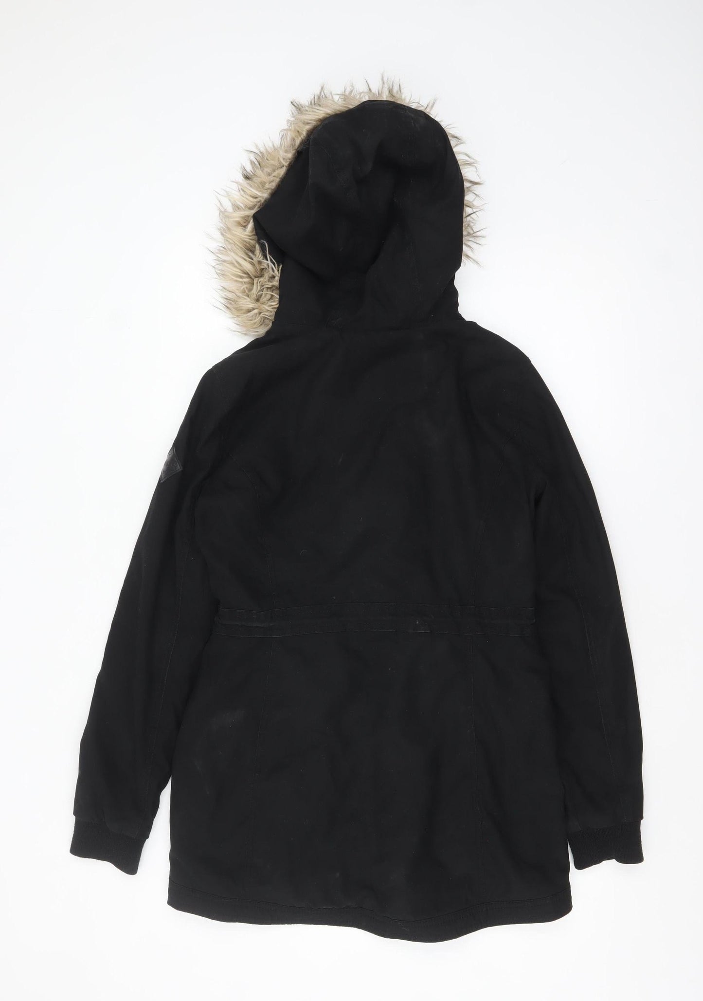 Hollister Womens Black Faux Fur Hooded Parka Coat XS