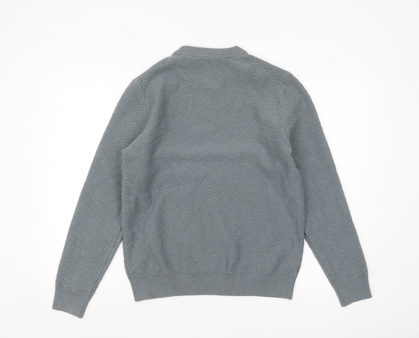 Marks and Spencer Men's Grey Cotton Blend Crew Neck Jumper M