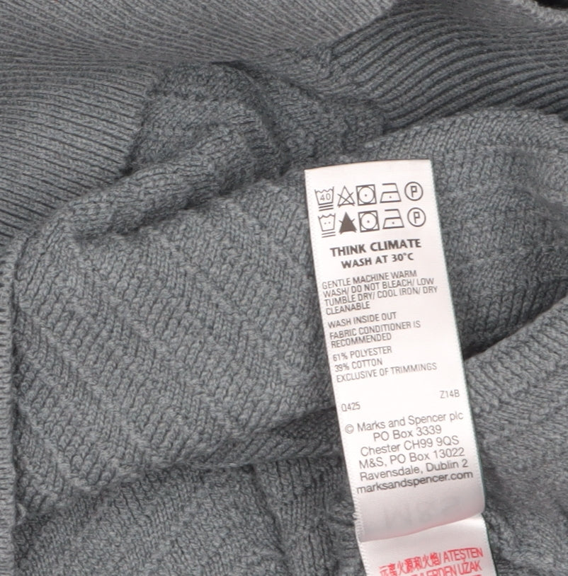 Marks and Spencer Men's Grey Cotton Blend Crew Neck Jumper M