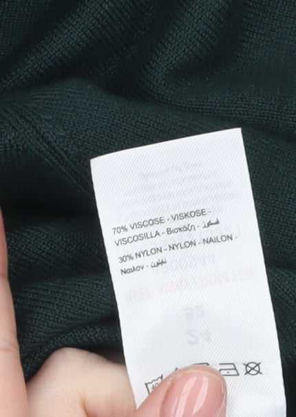 Peacocks Women's Green Roll Neck Long Sleeve Jumper Size 24