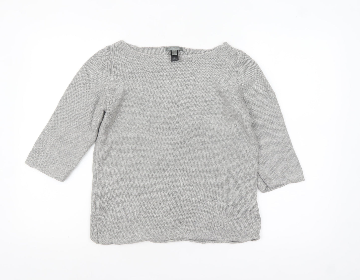 MNG Women Grey 3/4 Sleeve Boat Neck Knit Pullover Jumper Size 10