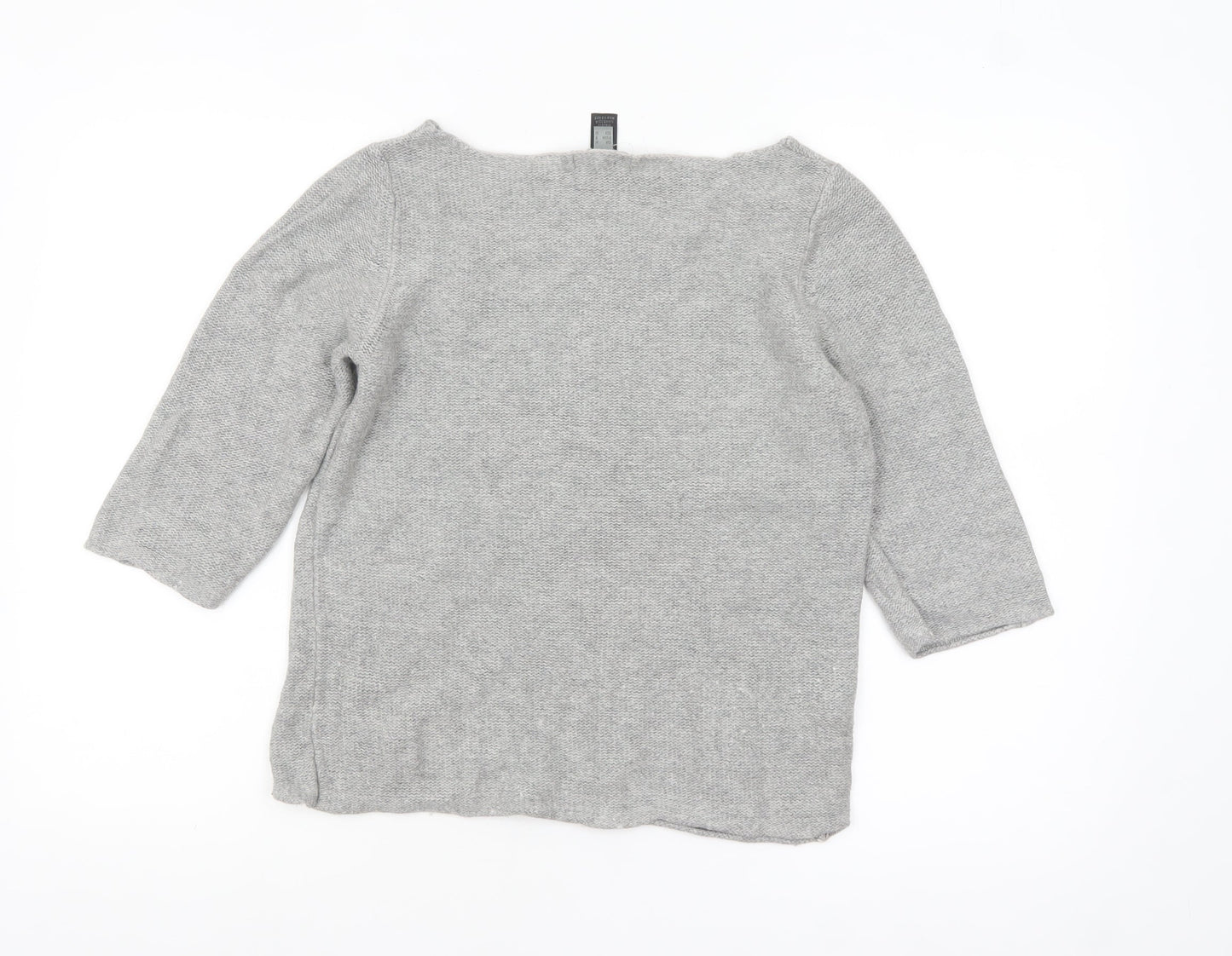 MNG Women Grey 3/4 Sleeve Boat Neck Knit Pullover Jumper Size 10