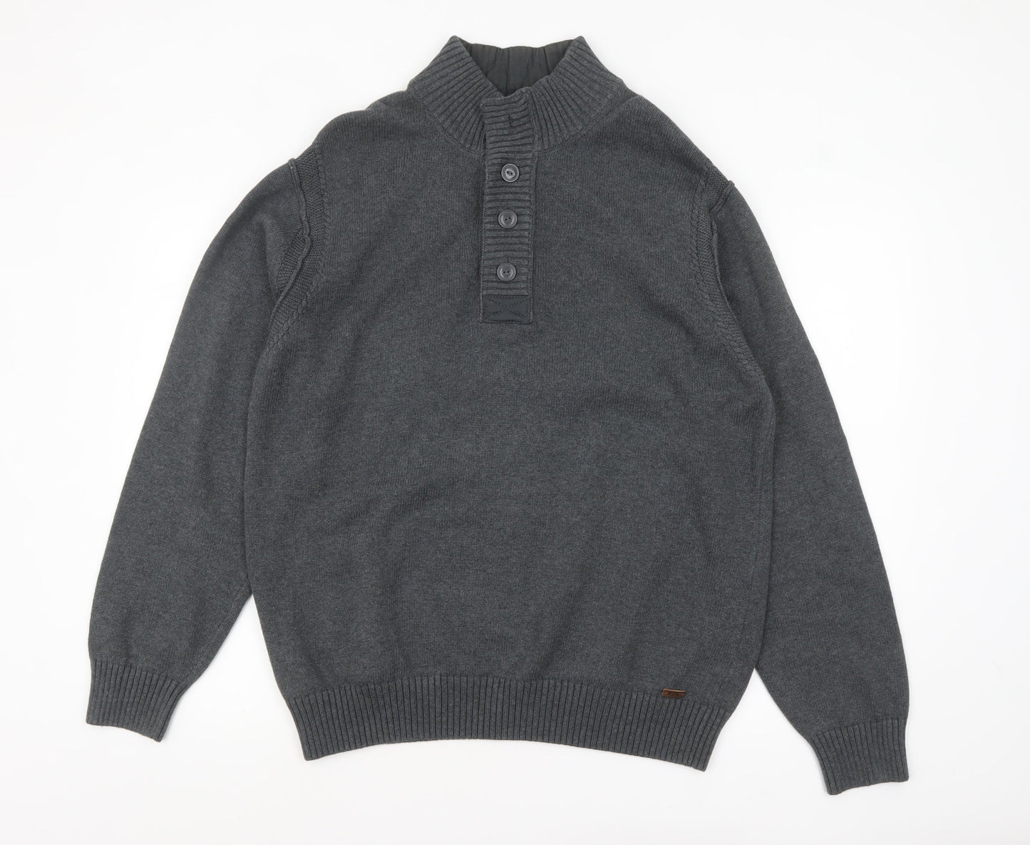 Rocha John Rocha Men's Grey Cotton Henley Jumper XL