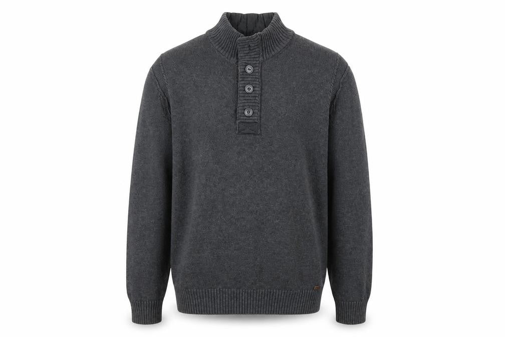 Rocha John Rocha Men's Grey Cotton Henley Jumper XL