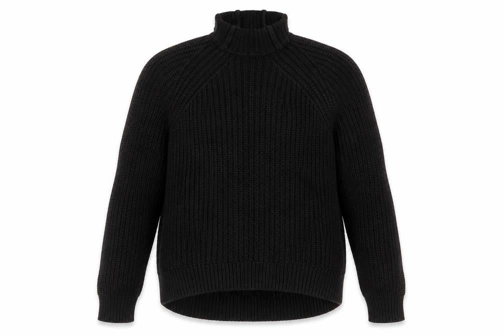 GAP Women's Black Roll Neck Chunky-Knit Cotton Jumper Size S