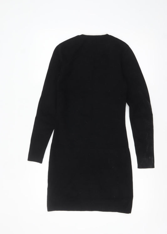 Jack Wills Women Black Size 8 Jumper Dress Long Sleeve Knitwear