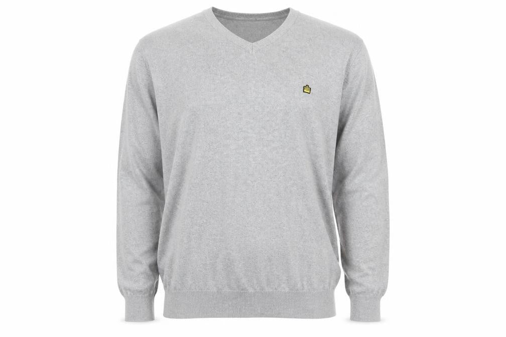 Admiral Men's Grey V-Neck Cotton Pullover Jumper M Classic Knit