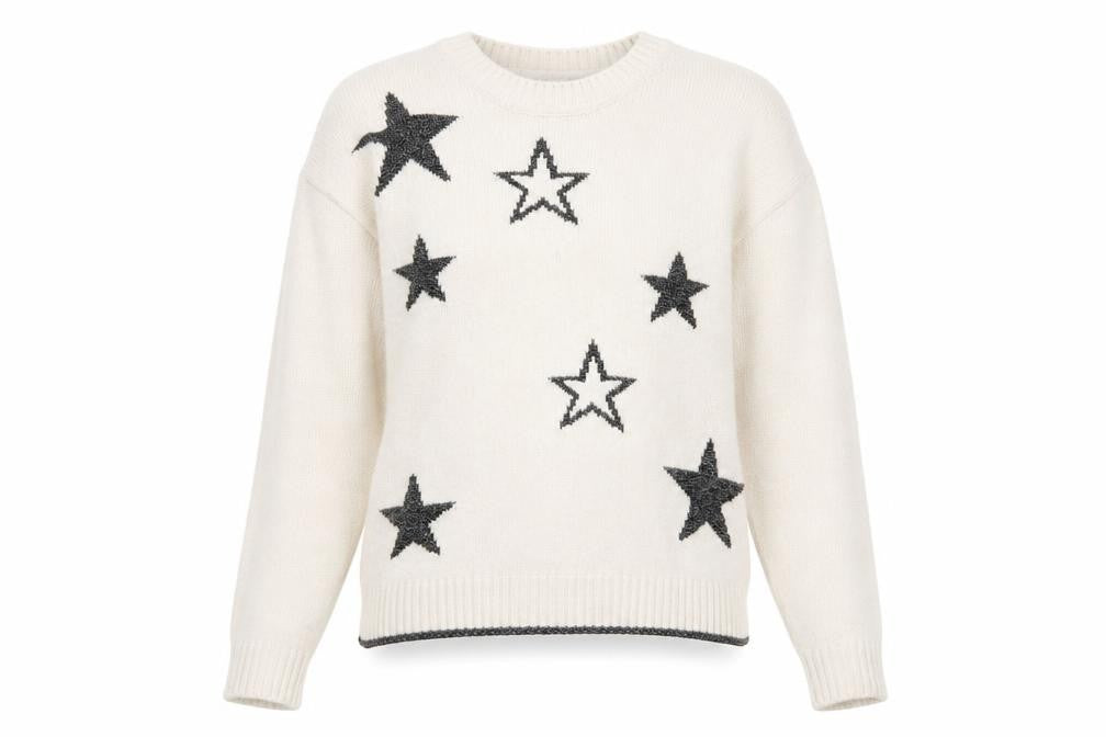 Marks and Spencer Womens Ivory Star Knit Pullover Jumper Size S