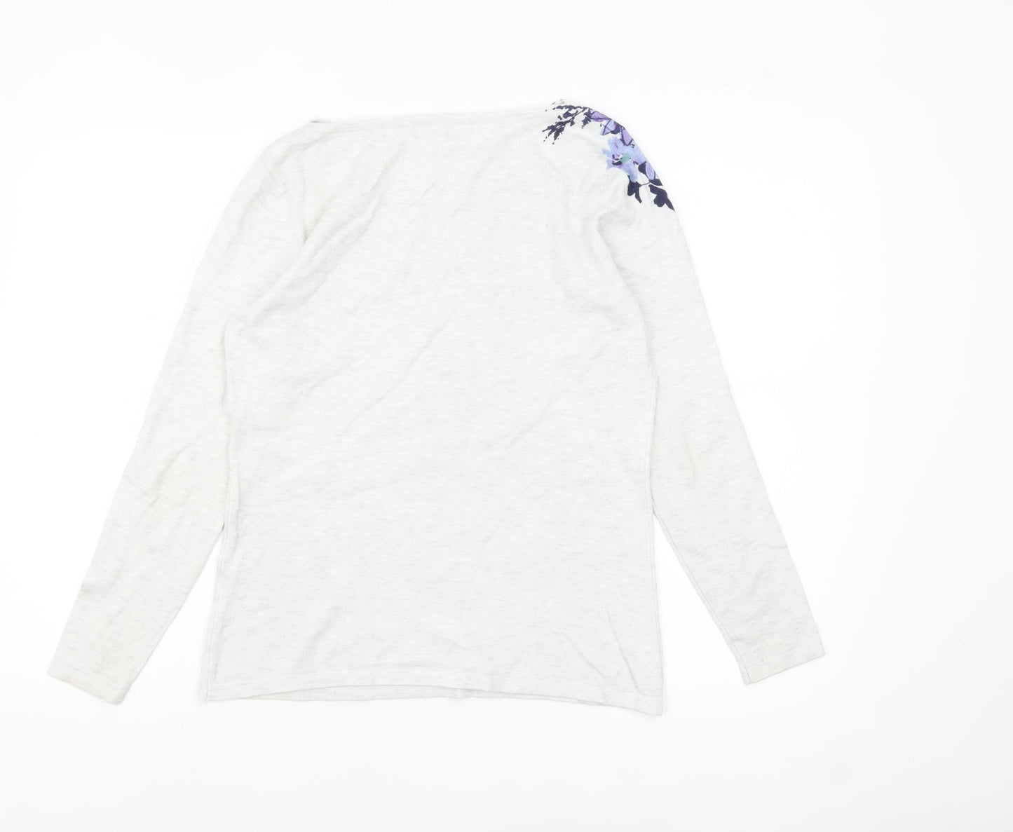 M&Co Women Grey Floral Long Sleeve Pullover Jumper Size 10