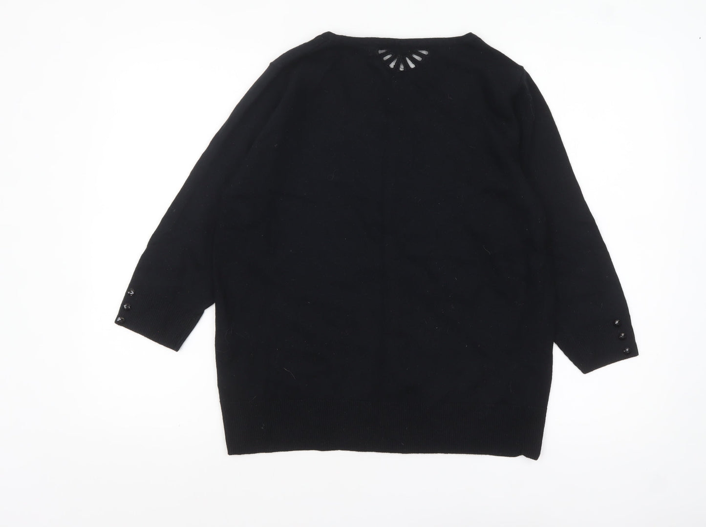 Marks and Spencer Per Una Women's Black Size 18 Scoop Neck 3/4 Sleeve Jumper