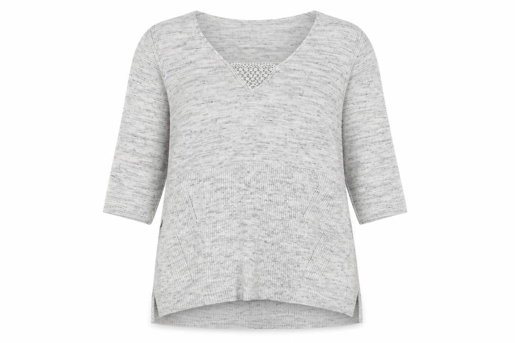 Marks and Spencer Women’s Grey Knit V-Neck Tunic Jumper Size 14