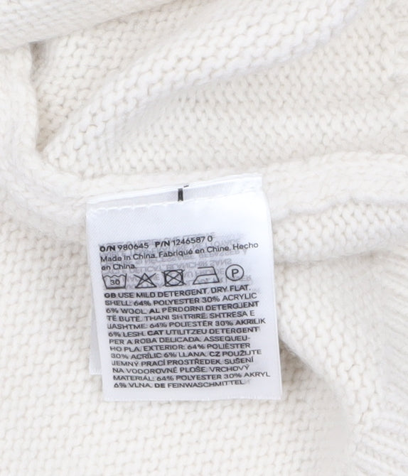H&M Women's Ivory V-Neck Button Cardigan XS Wool Blend