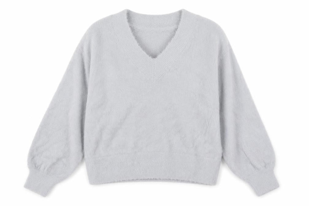 Marks and Spencer Womens Grey V-Neck Relaxed Fit Jumper L